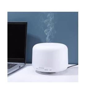 Oda Hava Nemlendirici, Buhar Makinesi ve Aroma Difüzörü 500 ml 12w güç 17x13cm (Beyaz)