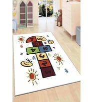Çok Renkli Kaymaz Tabanlı Seksekli Çocuk Halısı KD064