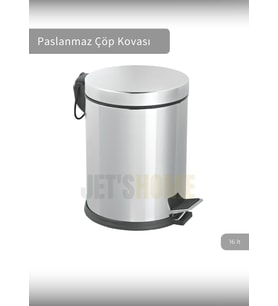 Pedallı Banyo ve Mutfak Çöp Kovası - Gri Metalik Lüks Çöp Kutusu İç Kovalı 16 Litre