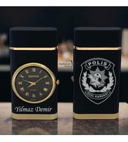 Kişiye Özel Polis Özel Harekat Logolu Turbo Jet Işıklı Saatli Çakmak