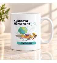 Coğrafya Öğretmenine İsme Özel Kupa Bardak