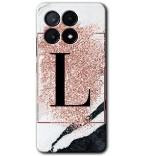 Poco x6 Pro Kılıf HD Desen Baskılı Kılıf - Pembe Mermer Desenli L Harfi