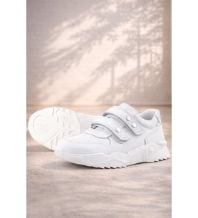 Rakerplus Hakiki Deri Beyaz Metal Detaylı Kız Çocuk Sneakers Ayakkabı