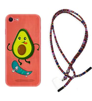 Apple iPhone 5 6 7 8 Plus Se XR Kılıf Boyun Asklı Rasta Silikon Avokado Skate 1741