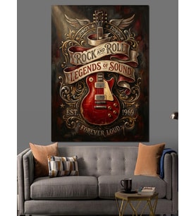 Rock Efsaneleri Temalı Elektro Gitar Dekoratif Kanvas - Mdf Ahşap Tablo