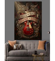 Rock Efsaneleri Temalı Elektro Gitar Dekoratif Kanvas - Mdf Ahşap Tablo