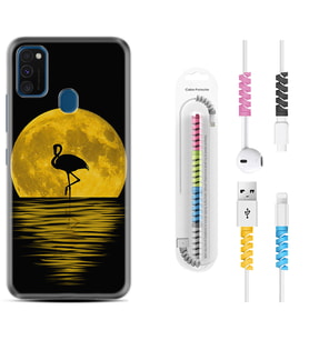 Samsung M21 M22 M23 M30 M31S M32 Kılıf Kablo Koruma Spiral Silikon Ay ve Flamingo 1775
