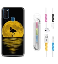 Samsung M21 M22 M23 M30 M31S M32 Kılıf Kablo Koruma Spiral Silikon Ay ve Flamingo 1775