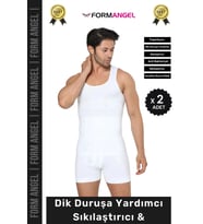 #ErkekKorse Dik Duruş Vücut Bel Göğüs Toparlayıcı Göbek Sıkılaştırıcı Erkek Korse Atlet - 2 Adet