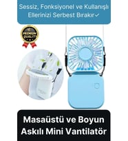 Çok Fonksiyonlu Taşınabilir Sessiz Serinletici Şarjlı Fan Masaüstü Ve Boyun Askılı Mini Vantilatör