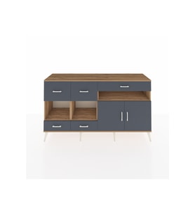 Kronos Konsol 4 Raflı 5 Çekmeceli 2 Kapaklı 176x59x99 Çam-Antrasit