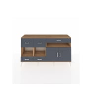 Kronos Konsol 4 Raflı 5 Çekmeceli 2 Kapaklı 176x59x99 Çam-Antrasit