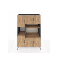 Kronos Dolap 9 Raflı 6 Kapaklı 132x59x195 Antrasit-Çam/Çam