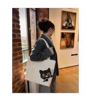 Le Vion Yan Kedi - Baskı Bez Çanta 38x42 cm 170 Gr Kanvas Omuz Çantası Kadın Alışveriş Çantası