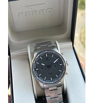 Ferro Çelik Kordon Takvimli Kadran 30 Mt Suya Dayanıklı Erkek Kol Saati EFM11171-BG (Lacivert)