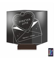 Luvivia Sevgiliye Hediye Kalp Zarf Kişiye Özel 3D Lamba - Masa Gece Lambası