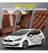 Kia Ceed Kahverengi Renk Tay Tüyü Cepli & Terletmez Sırtlı Oto Koltuk Minder Seti - Koltuk Koruma Kılıfı (ÖN & ARKA TAM SET)