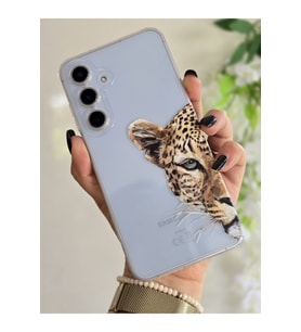 Samsung Galaxy A25 Uyumlu Leopar Desenli Şeffaf Telefon Kılıfı
