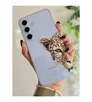 Samsung Galaxy A25 Uyumlu Leopar Desenli Şeffaf Telefon Kılıfı