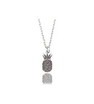 Ananas Erkek Kadın Kolye Antik Gümüş Kaplama - 60 Cm Düz Zincir