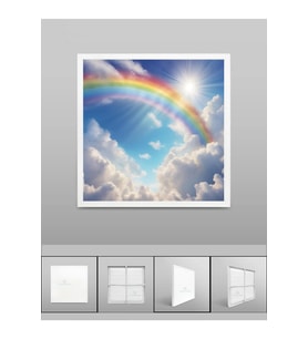 Gökkuşağı Led Avize, Çocuk Odası Tavan Lambası, 60cm X 60cm Kare  Baskılı Led Avize, Beyaz Işık,