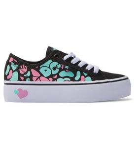 DC Shoes ADJS300280 Manual Platform Black/Crazy Pink/Turquoise Kadın Sneaker (Siyah)