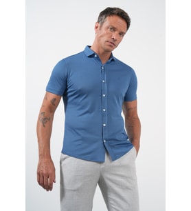 İndigo İtalyan Yaka Kısa Kol Cepsiz Slim Fit Pamuklu Gömlek 1004260158