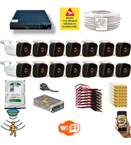 Qromax 14 Kamerali Set - Hareket Algilayan Gece Görüşlü 36 Ir Led 5mp Sony Lensli 1080p Full Hd Metal Kasa Güvenlik Kamerasi Seti 5236