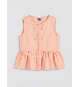 LC WAIKIKI Pembe Fiyonk Detaylı Kız Çocuk Peplum Bluz