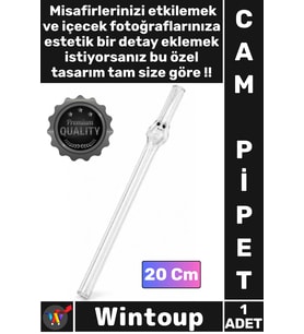 #Pipet Kalite Şeffaf Sağlıklı Ekolojik Dayanıklı Estetik Dekoratif Yüz Figürlü Şık Cam Pipet 20 Cm
