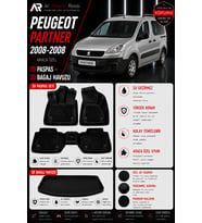 PEUGEOT PARTNER 2008-2008 Araca Özel 3D Paspas + 3D Bagaj Havuzu