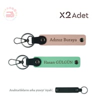 Patrona Manevi Armağan, İsim & Soyisim Yazılı 2’li Anahtarlık Seti, Yavru Ağzı-Yeşil-Siyah