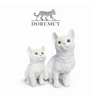 Doremcy Sevimli Kedi Biblo 2’li Set Polyester Dekoratif Ev Salon Hediye Figür obje (Gri)