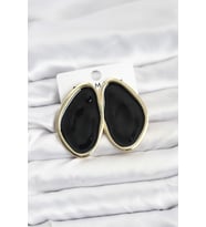 Pirinç Siyah Mineli Damla Model Vintage Plaka Kadın Küpe 5886 - HPSBYI3070-9862