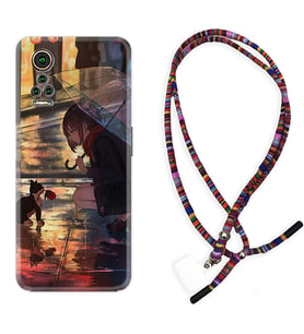 General Mobile GM 21 Pro GM 22 Pro Plus Kılıf Boyun Asklı Rasta Silikon Kız ve Kedi 1762