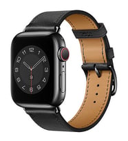 Uyumlu Model Apple Watch 7 45mm Kordon Hakiki Deri Kordon Attleage Watchband (Siyah)