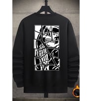 Unisex Skullcracked Bisiklet Yaka Sweatshirt (Siyah)