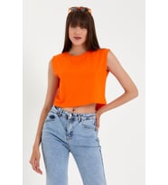 Kadın Regular Fit Crop Tişort SPR22TSK128 (Turuncu)
