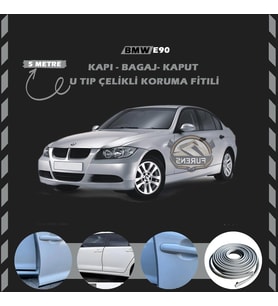Bmw E90 Oto Araç Kapı Koruma Fitili 5metre Parlak Gri Renk