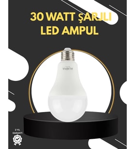 Acil Durumlar İçin Şarjlı Led Ampul 6400k Soğuk Beyaz 30 Watt