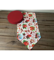 MUM FİGÜRLÜ YILBAŞI DESENLİ RUNNER & SUPLA (Krem)