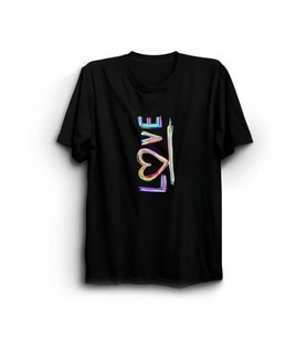 14 Şubat Sevgililer Günü Love Baskılı Oversize Bisiklet Yaka T-shirt - Siyah