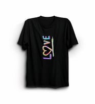 14 Şubat Sevgililer Günü Love Baskılı Oversize Bisiklet Yaka T-shirt - Siyah