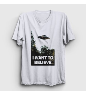 Presmono Unisex Beyaz I Want To Believe Dizi X Files T-Shirt 521941tt