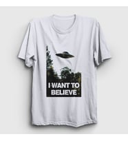 Presmono Unisex Beyaz I Want To Believe Dizi X Files T-Shirt 521941tt
