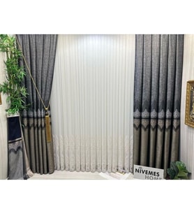 Lexroo Titus Fj632145 V-913 Siyah 1/3 Sık Pileli Fon Perde Apm