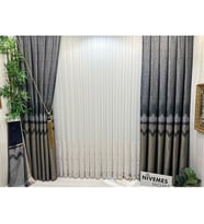 Lexroo Titus Fj632145 V-913 Siyah 1/3 Sık Pileli Fon Perde Apm