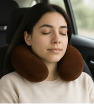 Peluş U Tipi Boyun Yastığı Yumuşak ve Ergonomik Seyahat Konforu (Koyu Kahverengi )