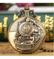 Steampunk Lokomotif Tren Antika Köstekli Cep Saati