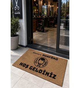 Valerine Life Erkek Kuaförü Berber Coco Hoş Geldiniz işyeri Koko Kapı Önü Paspası 50x90cm Kişiye Fir